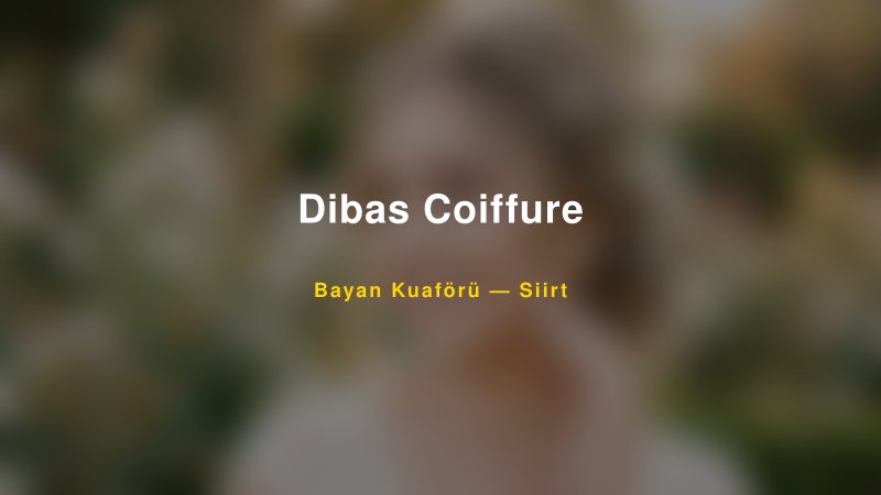Dibas Coiffure — Siirt Kır Düğünü Mekanı Rehberi
