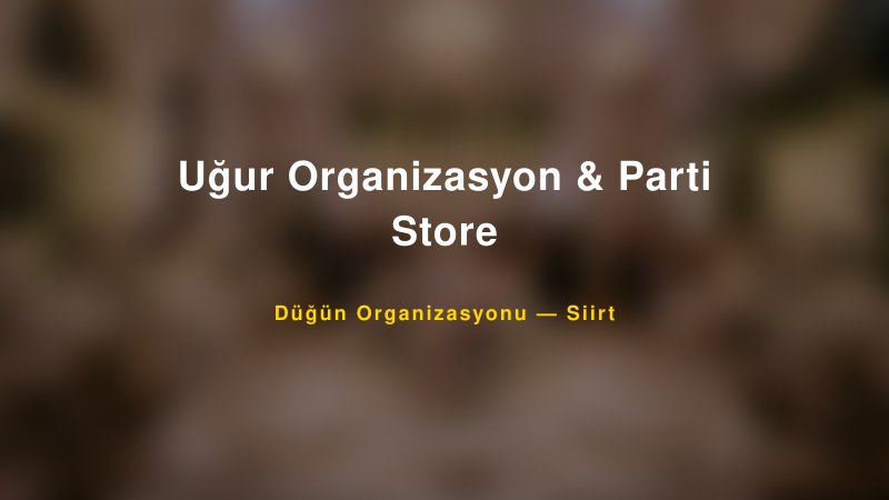 Uğur Organizasyon & Parti Store — Siirt Kır Düğünü Mekanı Rehberi — 1